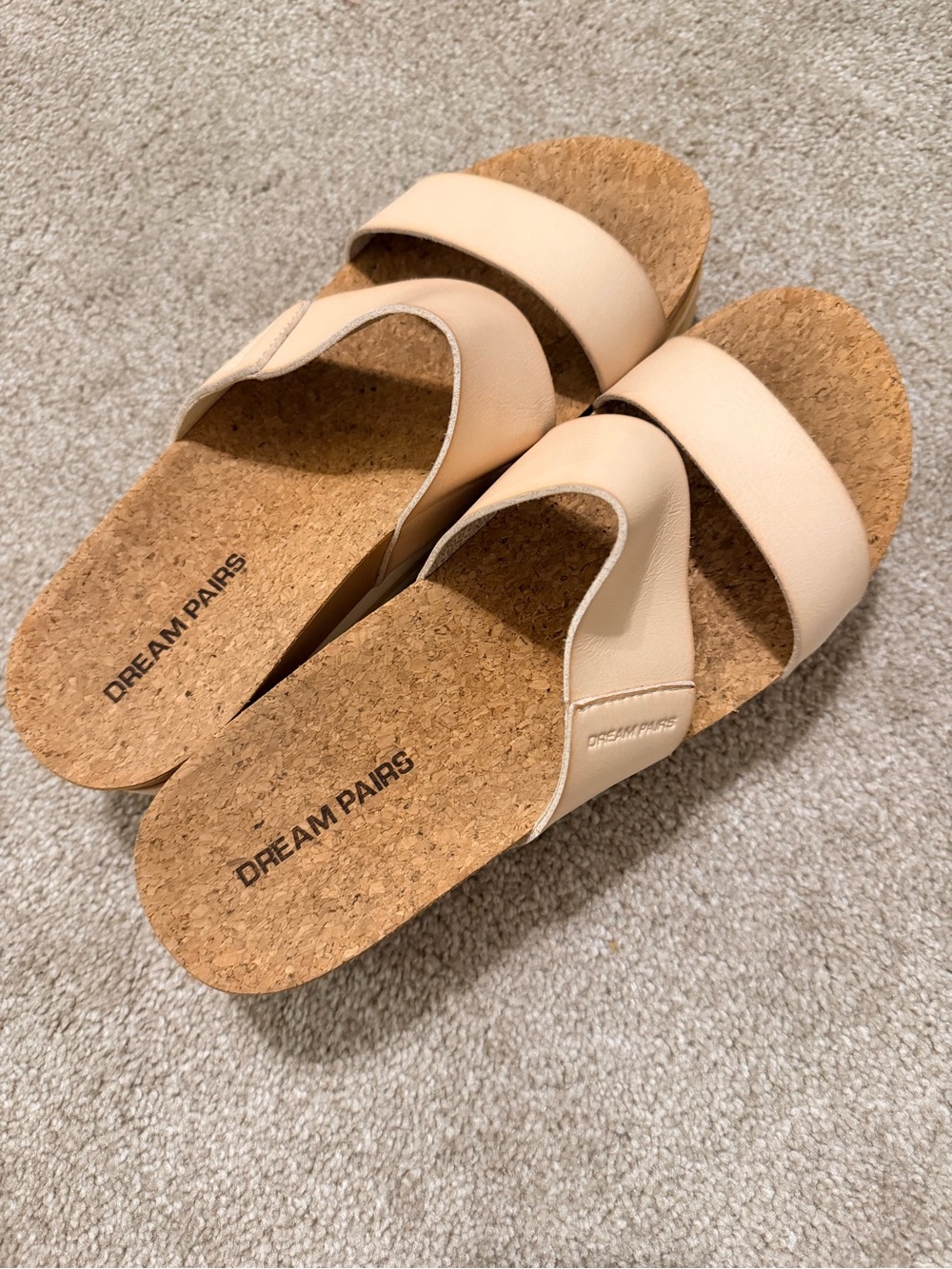 Dream Pairs Beige Cork Slide Sandals, 9.5